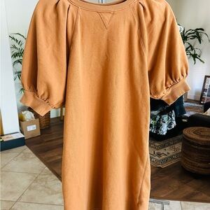 Universal Thread Puff Sleeve Sweatshirt Dress in Terracotta Size Small